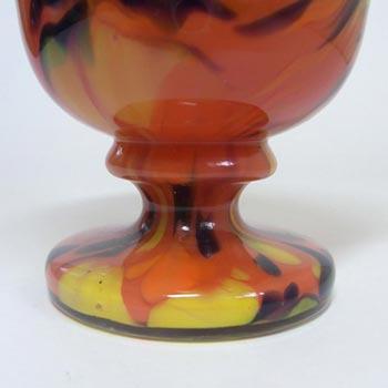 Czech Orange, Black + Yellow Spatter Glass Posy Vase