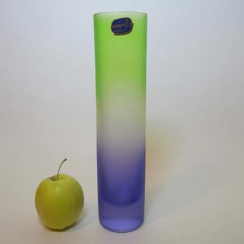 Czech/Bohemian Blue + Green Glass Vase - Labelled
