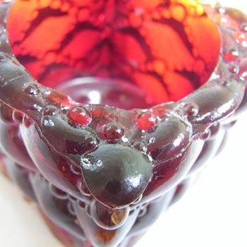 Czech Amber Textured Glass Candlestick / Candle Holder
