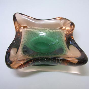 Harrachov/Mstisov? Czech 1950's Pink + Green Glass Bowl