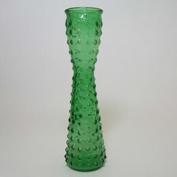 Taiwanese 1970's Retro Blue Cased Glass Knobbly Vase
