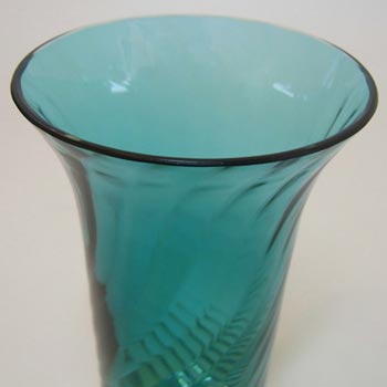 Dartington #FT402 Frank Thrower Turquoise Glass 'Flare' Vase
