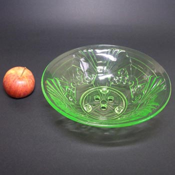 Jobling #6000 Art Deco Uranium Green Glass Flower Bowl