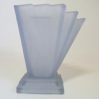 Bagley #334 Art Deco Frosted Blue Glass 'Grantham' Side Vase