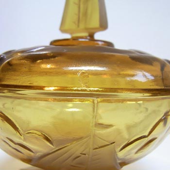 Art Deco 1930's Amber Glass 'Sailing Ships' Trinket Set