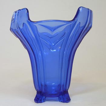 Sowerby #C2631 Art Deco 1930\'s Blue Glass Posy Vase