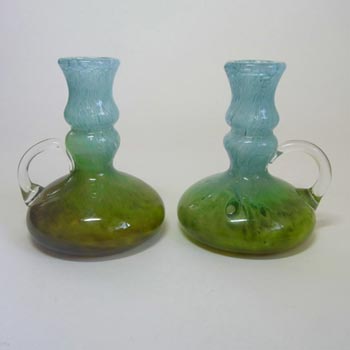 Ekenas Blue + Green Glass Candlesticks John-Orwar Lake