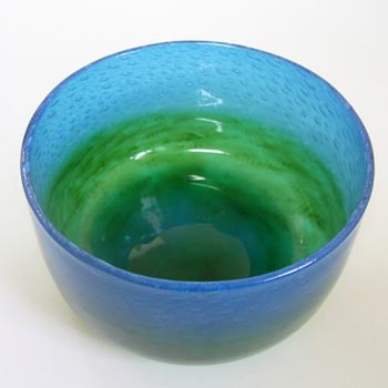 Ekenas Blue + Green Glass Bowl Signed John-Orwar Lake