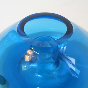 Ekenas Swedish Blue Glass Candlestick Holder - Labelled