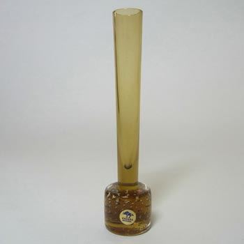 Ekenas Swedish/Scandinavian Amber Glass Stem Vase/Label