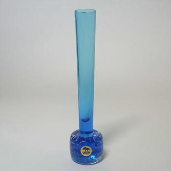 Ekenas Swedish/Scandinavian Blue Glass Stem Vase/Label
