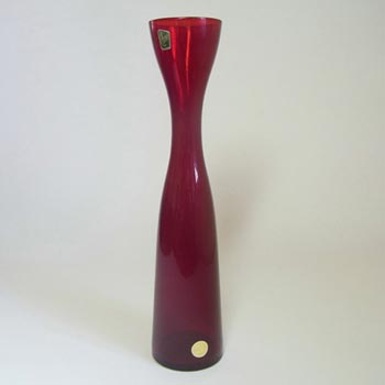 Elme 1970\'s Swedish/Scandinavian Red Glass Vase - Label