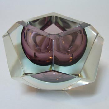 Murano/Sommerso Faceted Purple Glass Block Bowl