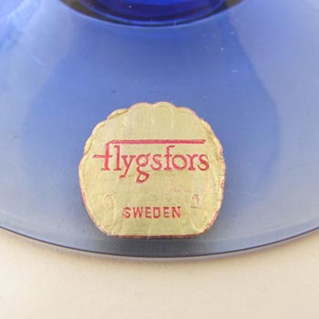 Flygsfors Swedish Blue Glass Candle Holder - Labelled