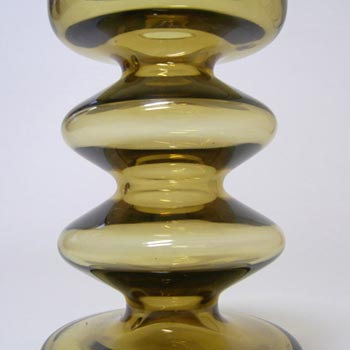 Friedrich German Amber Hooped Glass Vase/Candle Holder