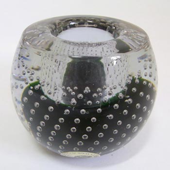 Galliano Ferro Murano Bullicante Green & Lilac Glass Candle Holder - Label