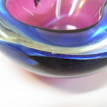 Murano Geode Purple & Blue Sommerso Glass Figure Eight Bowl