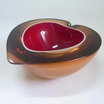 Murano Geode Pink, White & Amber Sommerso Glass Heart Bowl
