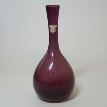 Gullaskruf/Arthur Percy Swedish Purple Glass Vase - Label