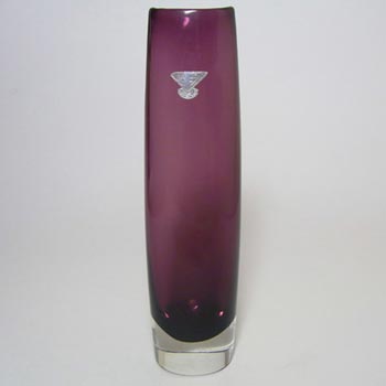 Gullaskruf Swedish Purple Cased Glass Vase - Labelled