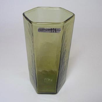 Hadeland Scandinavian 70's Green Glass Vase - Labelled