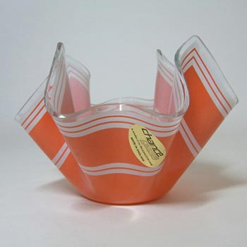 Chance Brothers Orange Glass \'Bandel-2\' Handkerchief Vase Label
