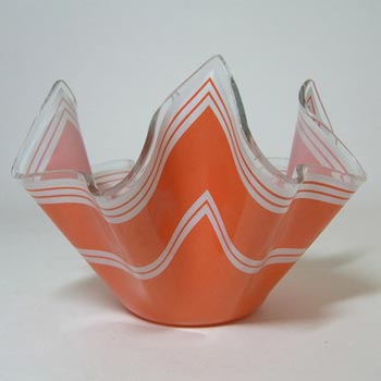 Chance Brothers Orange Glass 'Bandel-2' Handkerchief Vase Label