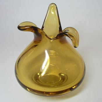 Harrachov Czech Large Amber Cased Glass Vase