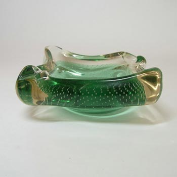 Harrachov/Mstisov? Czech 1950's Green Glass Bubble Bowl