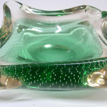 Harrachov/Mstisov? Czech 1950's Green Glass Bubble Bowl