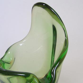 Harrachov Czech Amber & Green Glass Vase #15/2966