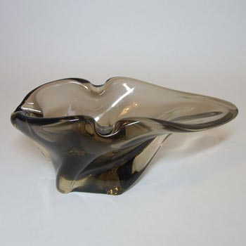Harrachov Czech Smoky Glass Sculpture Bowl #5/3576