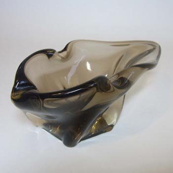 Harrachov Czech Smoky Glass Sculpture Bowl #5/3576