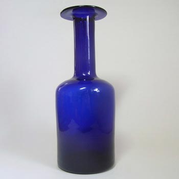 (image for) Holmegaard Otto Brauer Blue Glass 12" Gulvvase / Gul Vase
