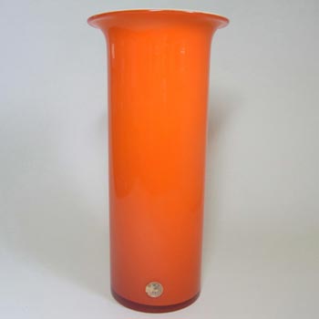 Holmegaard 'Rainbow' Orange Cased Glass 10.5" Vase by Michael Bang
