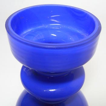 Hirschberg German Blue Hooped Glass Vase - Labelled