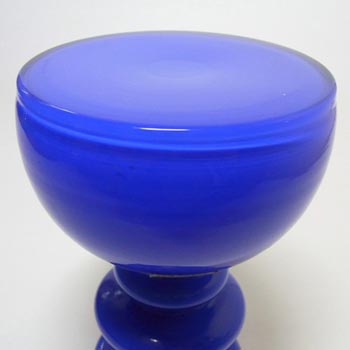 Hirschberg German Blue Hooped Glass Vase - Labelled