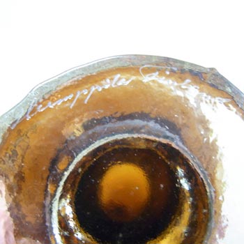Humppila Amber Glass Vase/Bowl by Pertti Santalahti - Signed