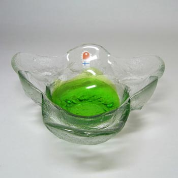 Humppila Green Glass Bowl by Pertti Santalahti - Signed