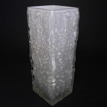 Ingrid/Ingridglas 1970's White Glass Bark Textured Vase