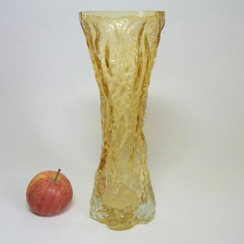 Ingrid/Ingridglas 1970's Amber Glass Bark Textured Vase