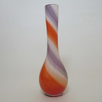 Japanese Red, Purple & White Vintage Glass Bud Vase