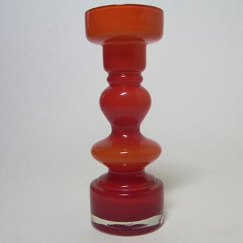 Japanese Red Cased Hooped Glass Vase - Swedish Style