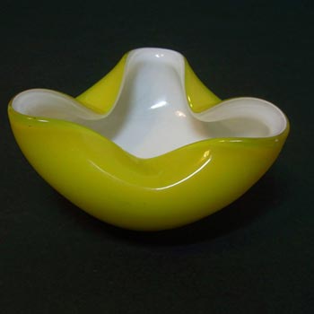 Japanese 'Wales' Yellow Cased Glass Biomorphic Bowl