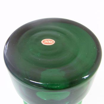 Japanese Green Hooped Art Glass Vase - Japan Label