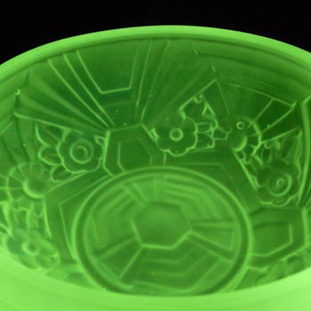 Jobling #6000 Art Deco Uranium Green Glass Flower Bowl/Dish