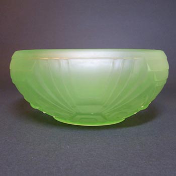 Jobling #6000 Art Deco Uranium Green Glass Flower Bowl/Dish