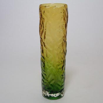 Tajima Japanese "Best Art Glass" Textured Amber & Green Cased Glass Vase