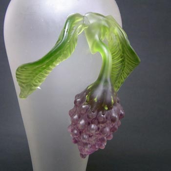 Kralik Art Nouveau 1900's Glass Berry + Leaf Vase