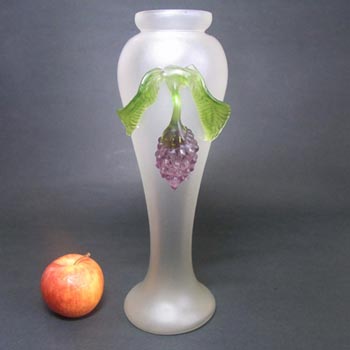 Kralik Art Nouveau 1900's Glass Berry + Leaf Vase